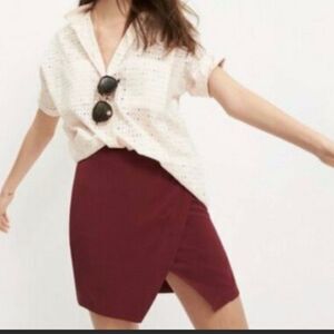 Madewell Dusted Burgundy Parkway Silk Wrap Style Mini Skirt Medium